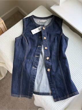 Abercrombie Dark Blue Denim Button-Front Vest